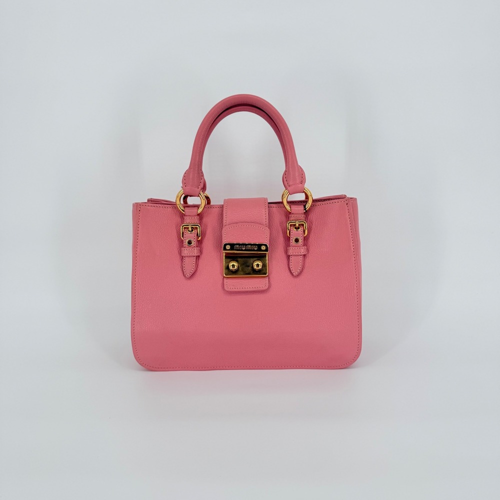 Miu Miu Madras Satchel Rosa Pink Leather Luxury Crossbody Top Handle Feminine